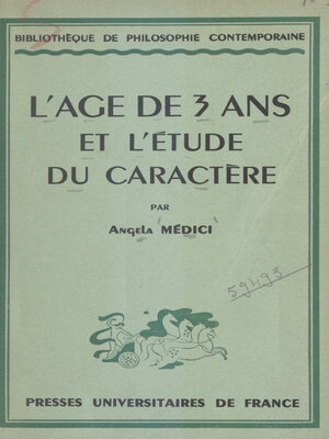 cover image of L'âge de trois ans et l'étude du caractère